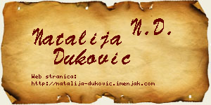 Natalija Duković vizit kartica